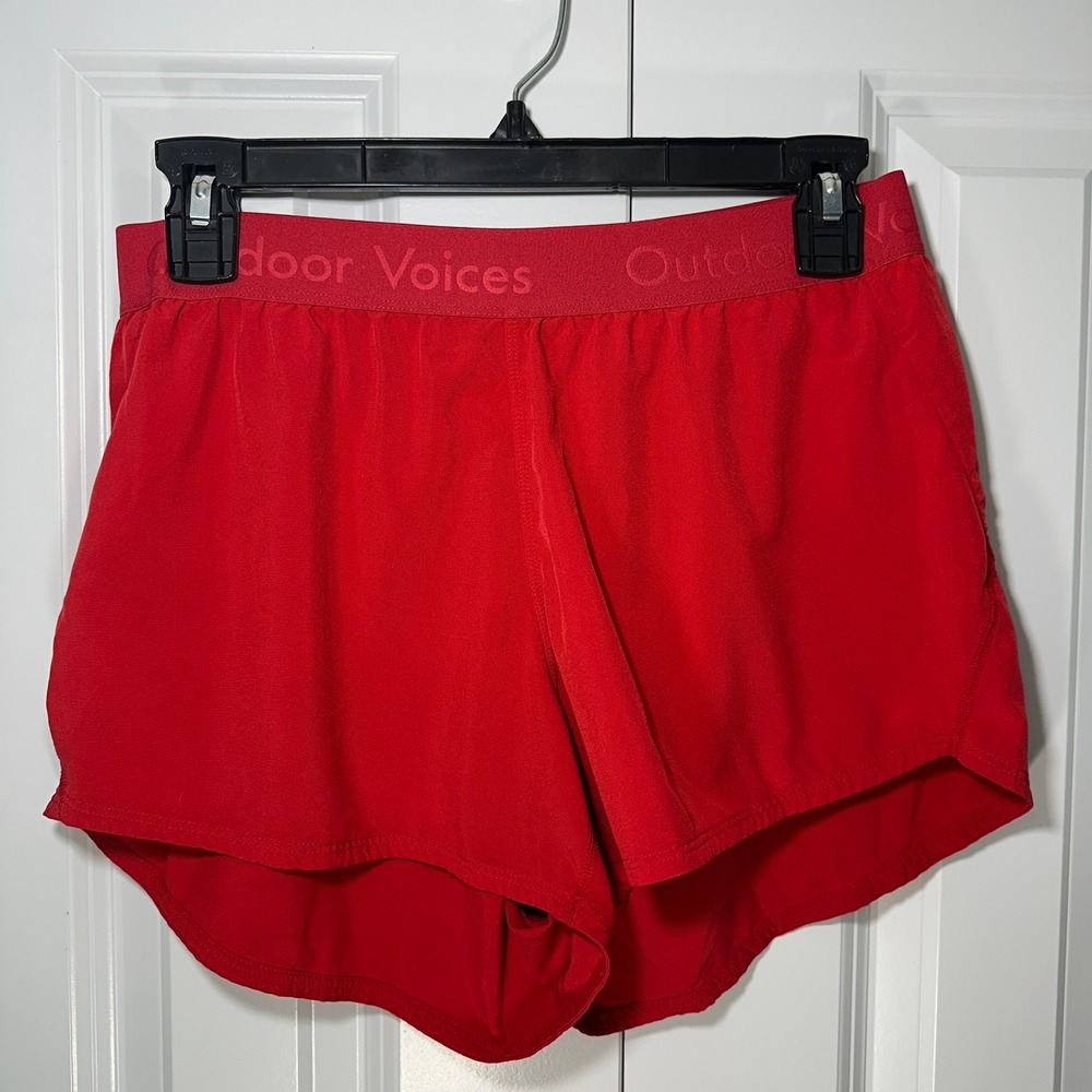 Outdoor Voices Running Shorts Womens Small Red Relay 3" Athletic Gym Workout